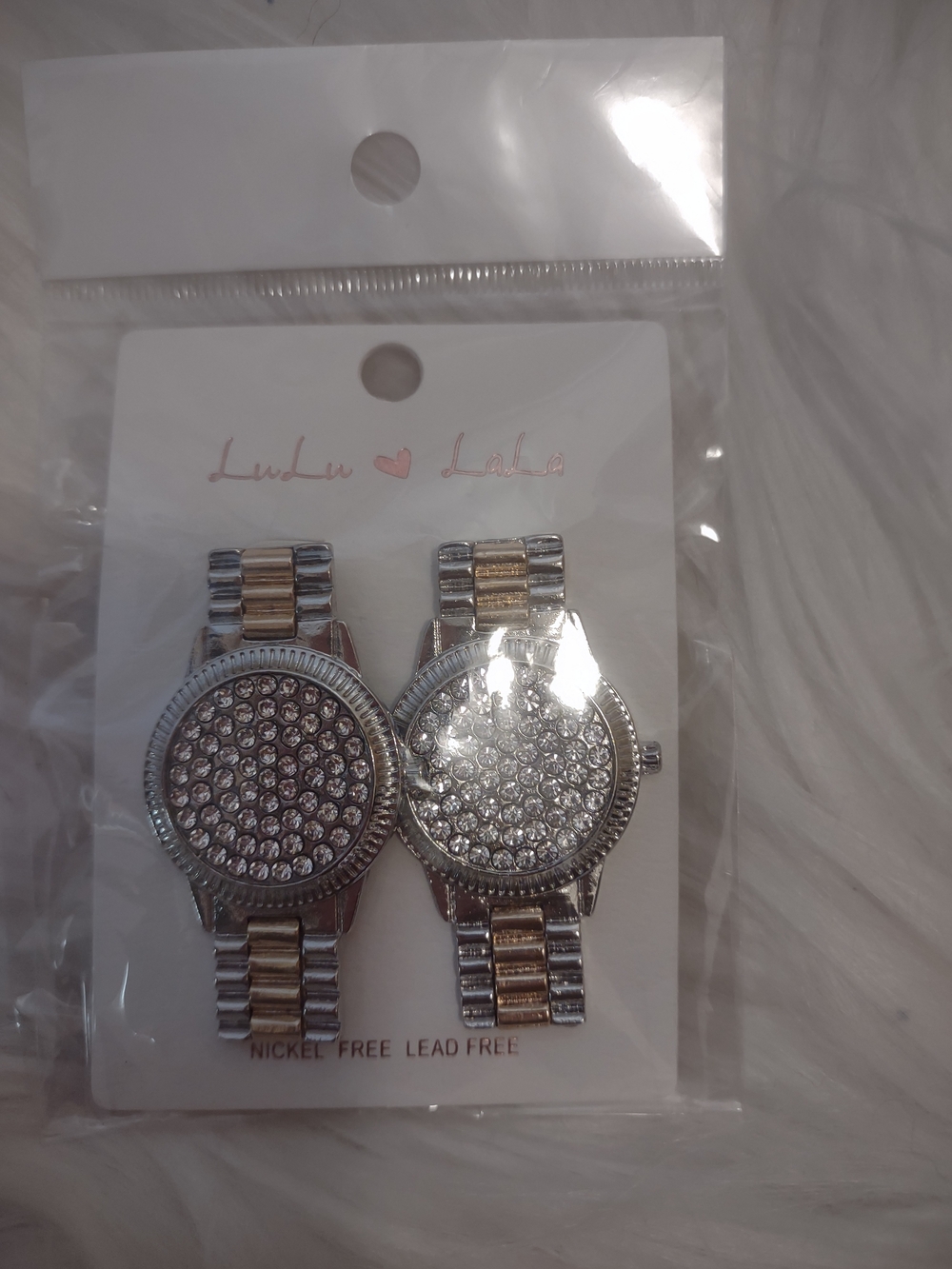 Lulu & Lola Two-Tone Crystal Watch Face Earrings - Silver & Gold